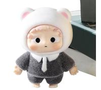 Trendy Flocking Dolls - Soft Figurines, Collectible Toy Set | Compact Cute Characters with Plush Texture Feature, Decorative Desk Ornaments for Bedroom Shelf, Living Room Setup, Home Display S