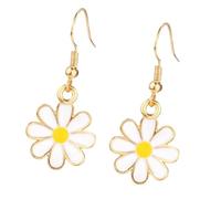 Trendy Flower Shaped Earrings with Enameled Detailing Hypoallergenically Alloy Ear Accessories for Sensitive Skin Women's Lightweight Fashion Earrings