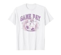 Trendy Game Day Cute Soccer Ball Retro Vintage Chest Logo Camiseta