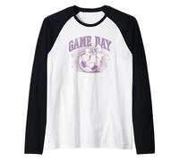 Trendy Game Day Cute Soccer Ball Retro Vintage Chest Logo Camiseta Manga Raglan