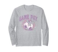Trendy Game Day Cute Soccer Ball Retro Vintage Chest Logo Manga Larga