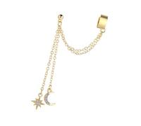 Trendy Handmade Ear Clip for Women Girls Alloy Moon Star Dangle Earrings Jewelry Gift Stylish Ear Hook Accessories Fashion Star Moon Clip Earrings