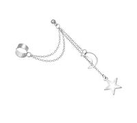Trendy Handmade Ear Clip for Women Girls Alloy Moon Star Dangle Earrings Jewelry Gift Stylish Ear Hook Accessories Fashion Star Moon Clip Earrings