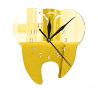 Trendy Home Accessory The Creative Acrylic Teeth Mirror Reloj de pared con funcionalidad silenciosa (dorado)