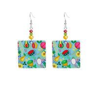 Trendy Jewelry Gift Retro Earrings Acrylic Fruits Pattern for Women Dangle Fashion Jewelry Groovy Earrings Accessories Square Earring For Women