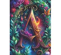 Trendy Monogram Letter A Personalized Notebook Journal | Fantasy Floral Pink, Green & Blue: 150 Pages | 8.5 x 11 | College Ruled | Glossy | A-5