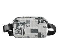 Trendy News - Cangurera impermeable para mujer, con cinturón, monedero, bolsa de cintura para hombres, noticias de moda, negro, 8 x 5.3 x 2.3 pulgadas, divertida y linda noticias de moda, negro, 8 x