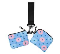 Trendy Polka Dot Blue Peach cartera para mujer, tarjetero de tamaño compacto, portafolios con bolsillo con cierre para trabajo, 2 paquetes de portatarjetas, moda lunares azul melocotón, Talla única