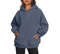 Trendy Queen Sudaderas de Forro Polar de Gran tamaño para Mujer, suéteres de Manga Larga, Trajes de otoño e Invierno, Azul (Dusty Blue), S