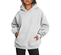 Trendy Queen Sudaderas de Forro Polar de Gran tamaño para Mujer, suéteres de Manga Larga, Trajes de otoño e Invierno, Gris, S