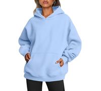 Trendy Queen Sudaderas de Forro Polar de Gran tamaño para Mujer, suéteres de Manga Larga, Trajes de otoño e Invierno, Azul-Cielo, XL