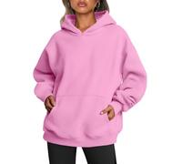 Trendy Queen Sudaderas de Forro Polar de Gran tamaño para Mujer, suéteres de Manga Larga, Trajes de otoño e Invierno, Rosado, XS