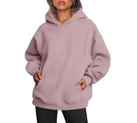 Trendy Queen Sudaderas de Forro Polar de Gran tamaño para Mujer, suéteres de Manga Larga, Trajes de otoño e Invierno, Rosado Oscuro, XL