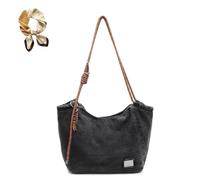 Trendy Solid Denim Canvas Shoulder Bag, Large Capacity Practical Sling Bag, Cute Hobo Slouchy Jean Crossbody for Women
