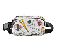 Trendy Sushi White Cangurera para mujer, riñonera, impermeable, floral, para mujer, blanco sushi, 8 x 5.3 x 2.3 pulgadas, divertido y lindo sushi blanco, 8 x 5.3 x 2.3 pulgadas, divertido y lindo