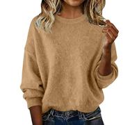 Trendy Sweaters for Women Long Sleeve Oversized Drop Shoulder Pullover Cashmere Tops Fashion Crewneck Wool Sweater