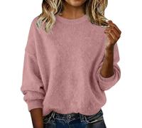 Trendy Sweaters for Women Long Sleeve Oversized Drop Shoulder Pullover Cashmere Tops Fashion Crewneck Wool Sweater