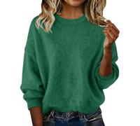 Trendy Sweaters for Women Long Sleeve Oversized Drop Shoulder Pullover Cashmere Tops Fashion Crewneck Wool Sweater
