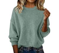 Trendy Sweaters for Women Long Sleeve Oversized Drop Shoulder Pullover Cashmere Tops Fashion Crewneck Wool Sweater