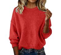 Trendy Sweaters for Women Long Sleeve Oversized Drop Shoulder Pullover Cashmere Tops Fashion Crewneck Wool Sweater