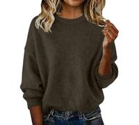 Trendy Sweaters for Women Long Sleeve Oversized Drop Shoulder Pullover Cashmere Tops Fashion Crewneck Wool Sweater