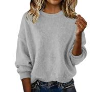 Trendy Sweaters for Women Long Sleeve Oversized Drop Shoulder Pullover Cashmere Tops Fashion Crewneck Wool Sweater