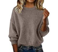 Trendy Sweaters for Women Long Sleeve Oversized Drop Shoulder Pullover Cashmere Tops Fashion Crewneck Wool Sweater
