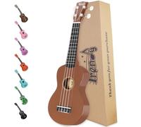 Trendy Ukelele soprano para el día de San Valentín para principiantes, 21 pulgadas, ukeleles de madera hawaiana para estudiantes adultos, guitarra de cuatro cuerdas (marrón)