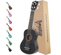 Trendy Ukelele soprano para el día de San Valentín para principiantes, 21 pulgadas, ukeleles de madera hawaiana para estudiantes adultos, guitarra de cuatro cuerdas (negro)