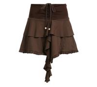 Trendy Wasteland Style Irregular Curved Waistband Design Cake Skirt Spring and Summer Slim A-Line Skirt-Brown-M