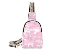Trendy Weapons Drawed by White Lines Baby Peach - Bolso bandolera de piel resistente para mochila de día, Armas dibujadas por líneas blancas Baby Peach, 1 size