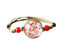 Trendy Women Glass Ball Design Pendant Bracelet Simple Girl Bohemia Dry Flowers Bangles Lady Gift Jewelry Conveniente y Resistente Fashion Processing