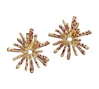 Trendy Works - Pendientes con forma de gota, adornados con brillantes piedras rojas, accesorios de oreja para mujer, redondos, One Size, Metal, Diamantes de imitación