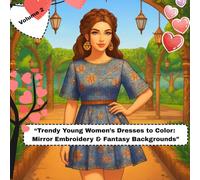 "Trendy Young Women’s Dresses to Color :Mirror Embroidery & Fantasy Backgrounds”: Volume 2 (The Art of Fashion Coloring Series)