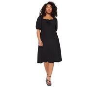 Trendyol A- Line Slim Fit Knit Plus Size Dress Vestido de Punto Acampanado para Mujer, Ajuste Relajado, Talla, Negro, XXL Grande