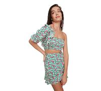 Trendyol Armdetail bedrucktes Sub-Top-Team Conjunto de Falda, Green, 36 señoras
