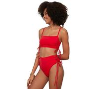 Trendyol Bikini de Cintura Alta con Detalles en la Parte Superior Inferior, Rojo, 34 para Mujer