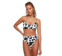 Trendyol Bikini de Cintura Alta con Estampado de Animales Parte Inferior, Negro, 38 para Mujer
