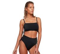 Trendyol Bikini de Cintura Alta para Mujer con Aberturas, Color Negro, Talla 34