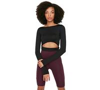 Trendyol Black Cut out Detailed Crop Sport Blouse Blusa, Negro, S para Mujer