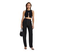 Trendyol Black Draped Pleated Wide Trousers, Calzoncillos De Las Mujeres, Black, 38