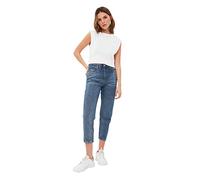 Trendyol Blue Petite High Waist Mom Jeans, 36 De Las Mujeres