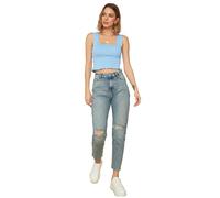 Trendyol Blue Torn Detailed High Waist mom Jeans, 36 De Las Mujeres