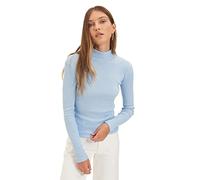 Trendyol Blusa Ajustada de Punto de Cuello Alto Bodycone para Mujer, Azul, XS