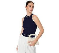 Trendyol Blusa básica de Punto con Cuello Redondo para Mujer, Color Azul Marino, Talla S, Azul Marino, S