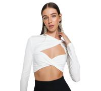 Trendyol Blusa de Manga Larga Recta de Las Mujeres Blouse, Crudo, 36