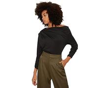 Trendyol Blusa de Punto con Cuello asimétrico y Hombros Descubiertos para Mujer Camisa, Negro, M