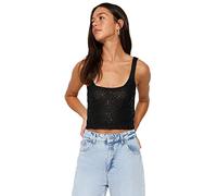 Trendyol Blusa Tejida básica de Cuello Cuadrado para Mujer Camisa, Negro, S