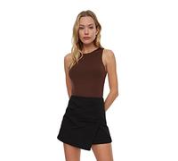 Trendyol Body de Punto Tachuelas de Color marrón Oscuro Camiseta, M para Mujer