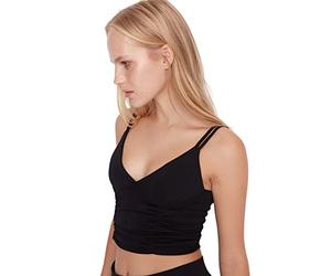 Trendyol Brasier Deportivo de Punto con Cuello en V para Mujer, Negro, XS